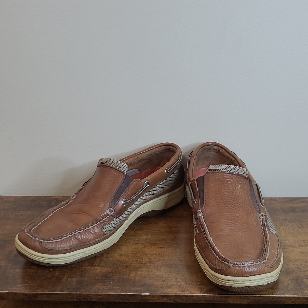 Sperry Top-Sider Tan Leather Slip-On Boat Shoes size 10